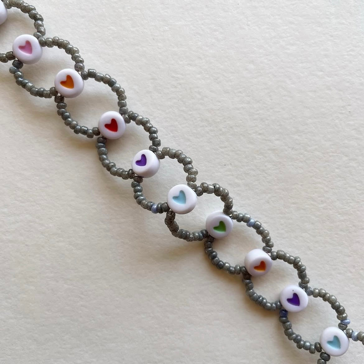 Handmade multicoloured hearts choker ✨