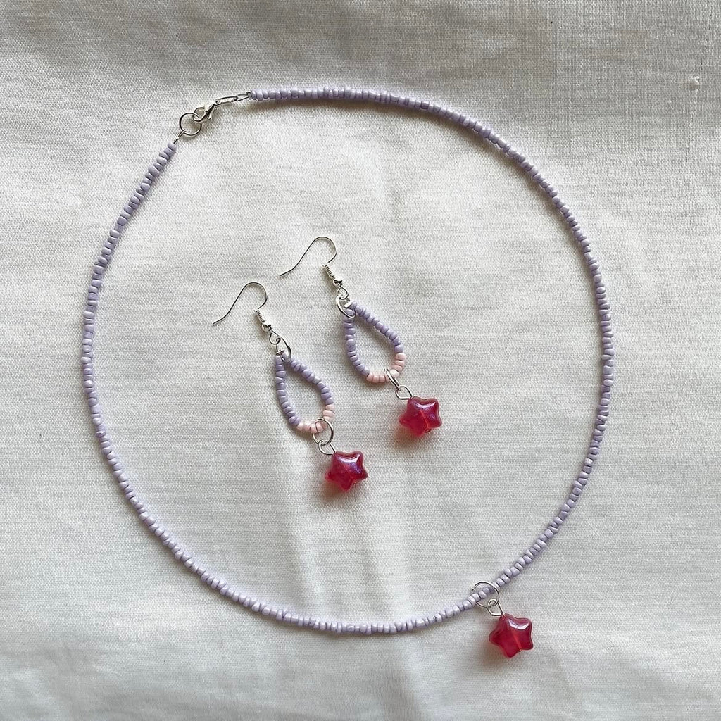 Lilac beaded jewellery set ✨
