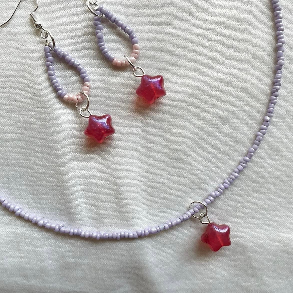 Lilac beaded jewellery set ✨