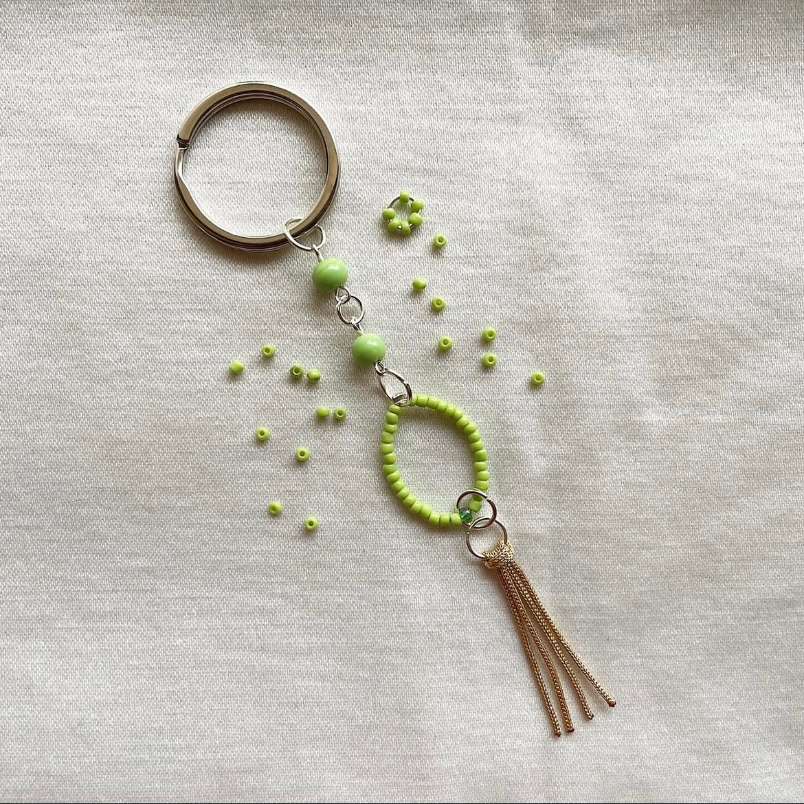 Fern beaded tassel keychain ✨