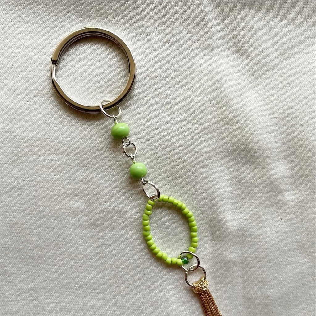 Fern beaded tassel keychain ✨