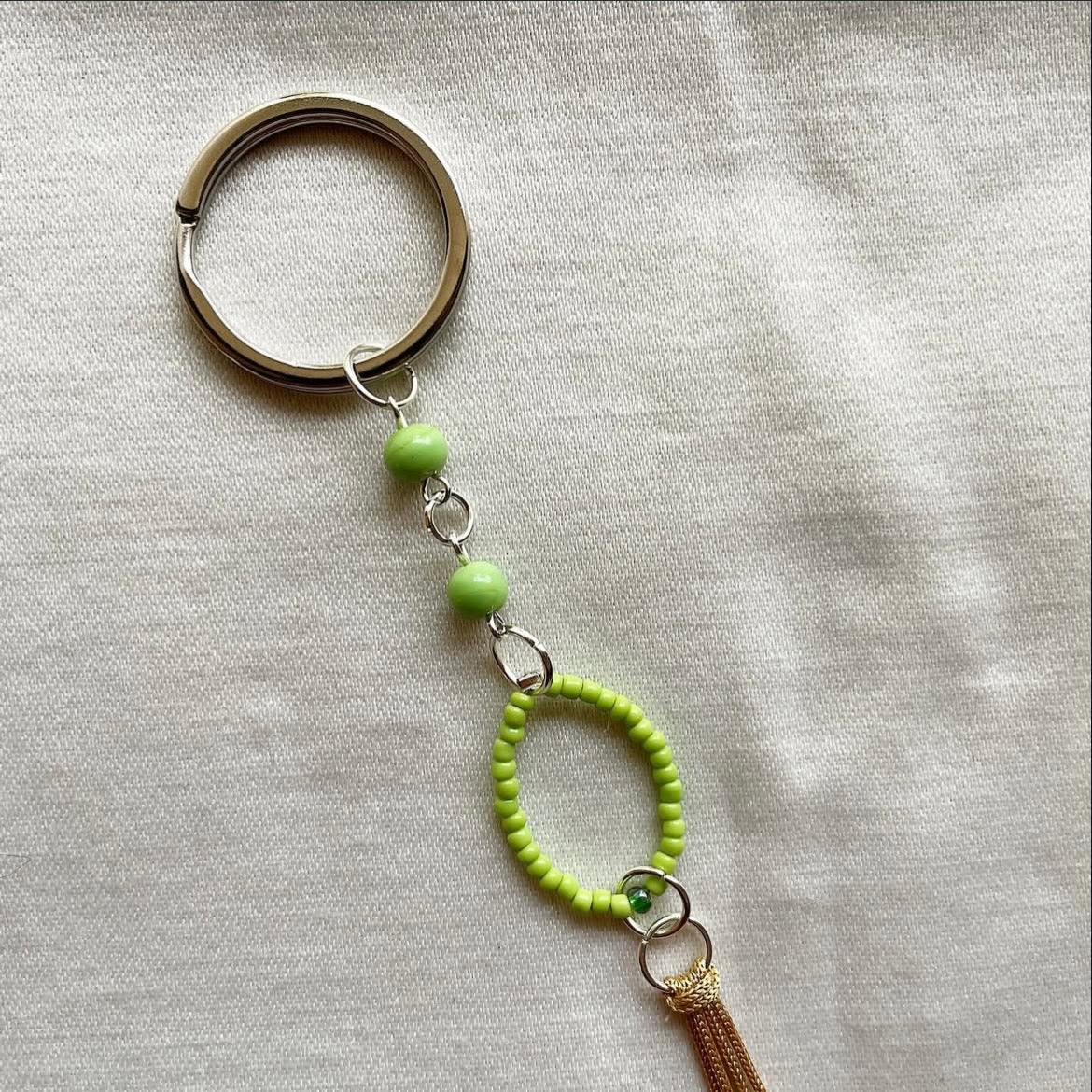 Fern beaded tassel keychain ✨