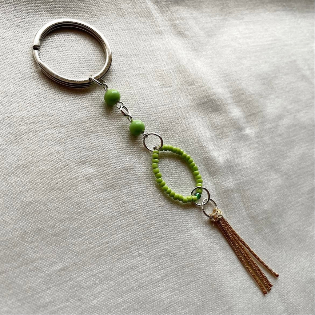 Fern beaded tassel keychain ✨