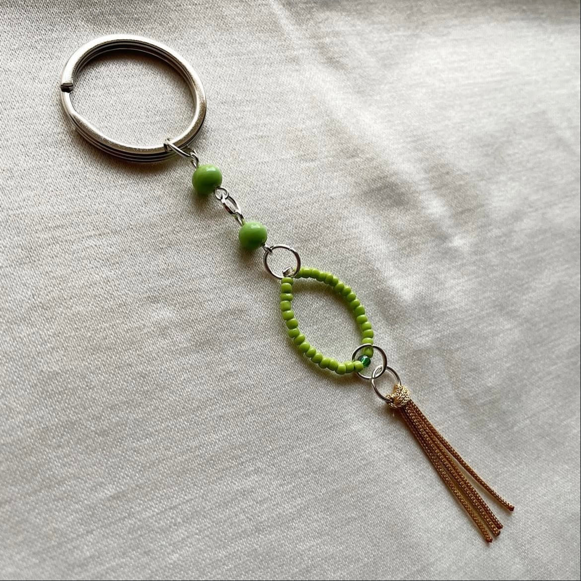 Fern beaded tassel keychain ✨