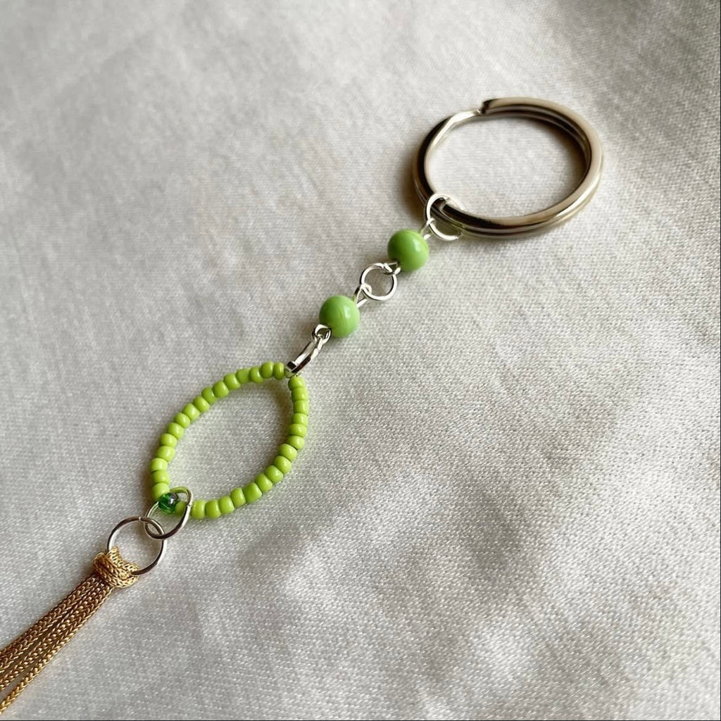 Fern beaded tassel keychain ✨
