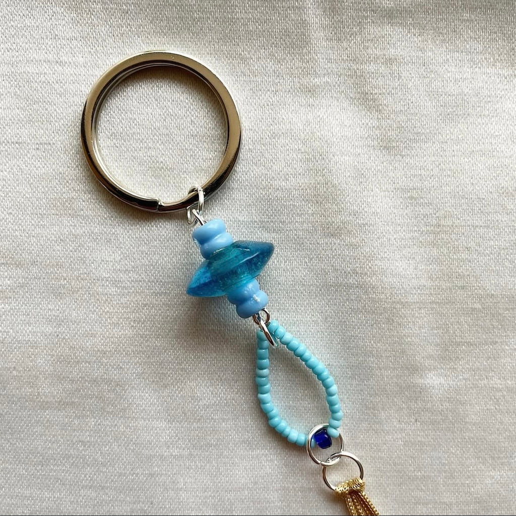 Sky tones beaded tassel keychain ✨
