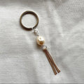 Dimpled pearl beaded tassel keychain ✨