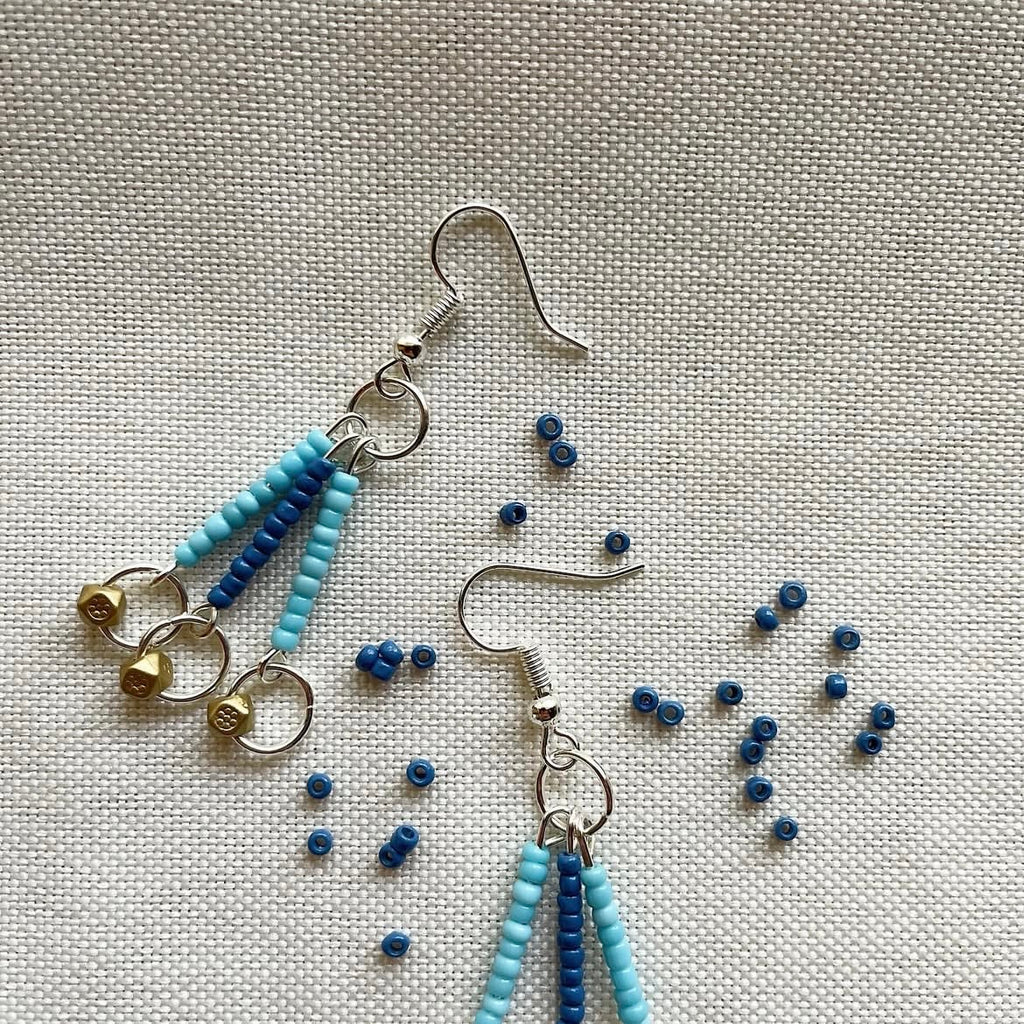 Ocean and gold beaded earrings ✨