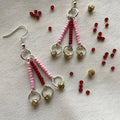 Strawberry and gold beaded earrings ✨