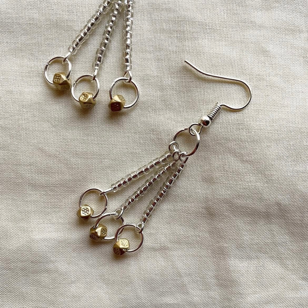 Silver and gold beaded earrings ✨