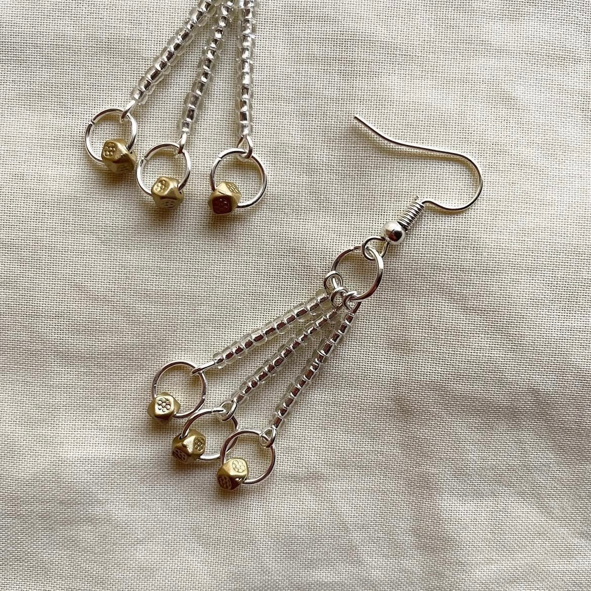 Silver and gold beaded earrings ✨