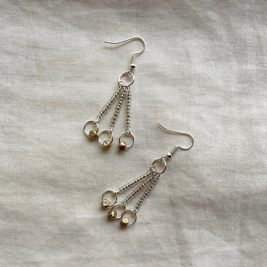 Silver and gold beaded earrings ✨
