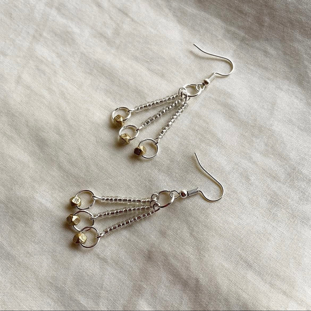 Silver and gold beaded earrings ✨