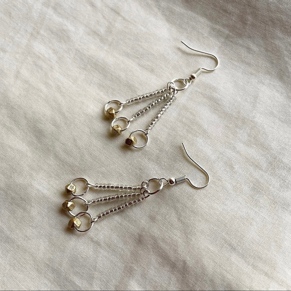 Silver and gold beaded earrings ✨