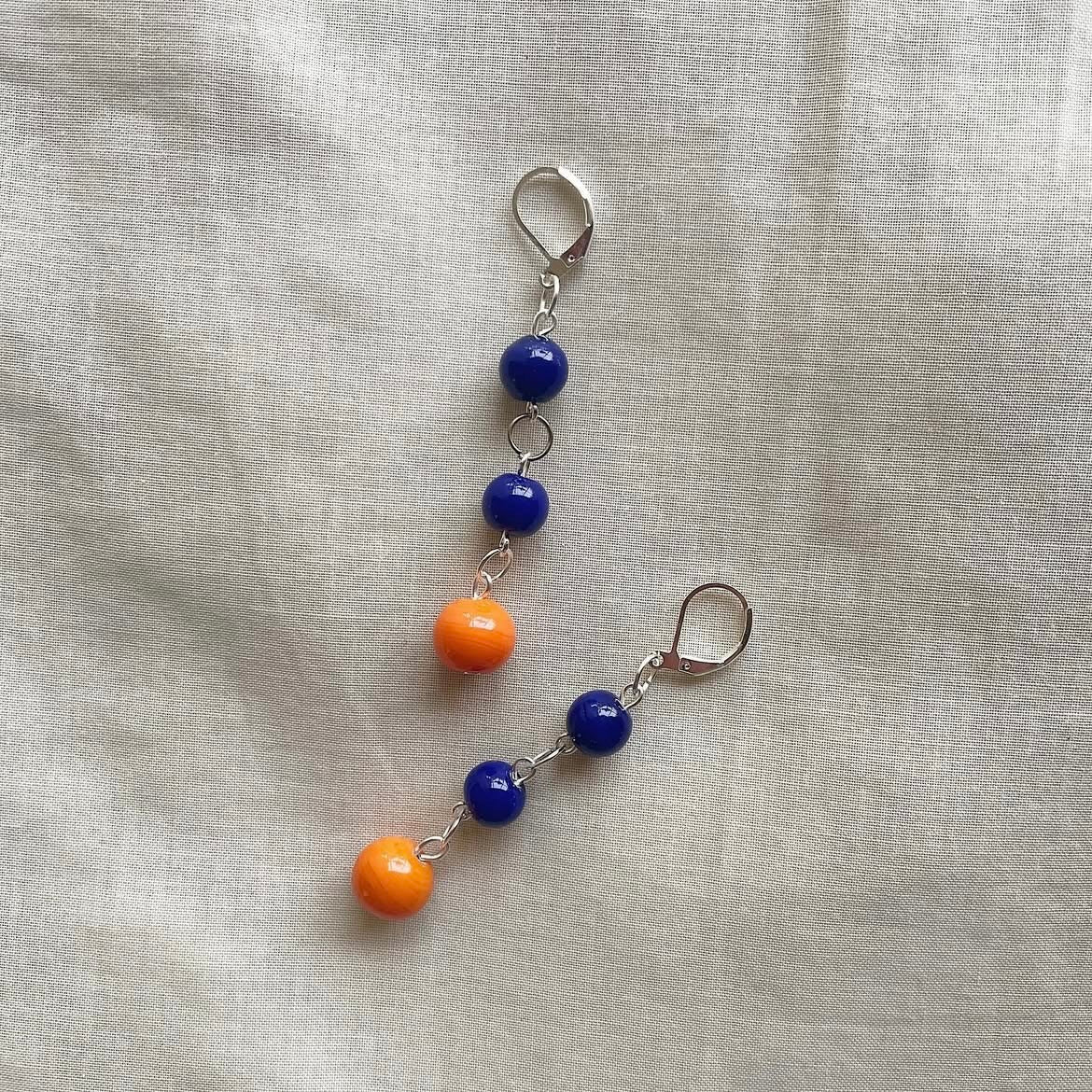 🍊and blue beaded earrings ✨