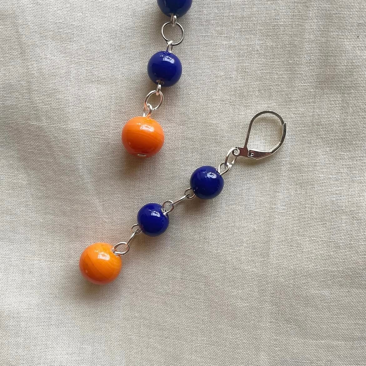 🍊and blue beaded earrings ✨