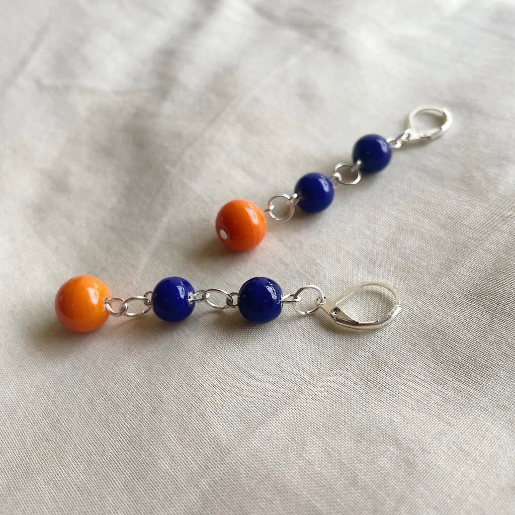 🍊and blue beaded earrings ✨