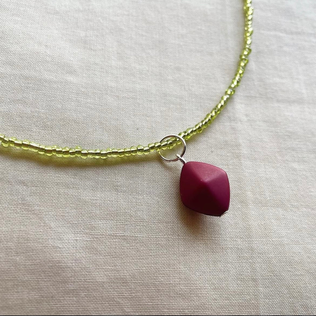 Fern & ♦️ beaded necklace ✨