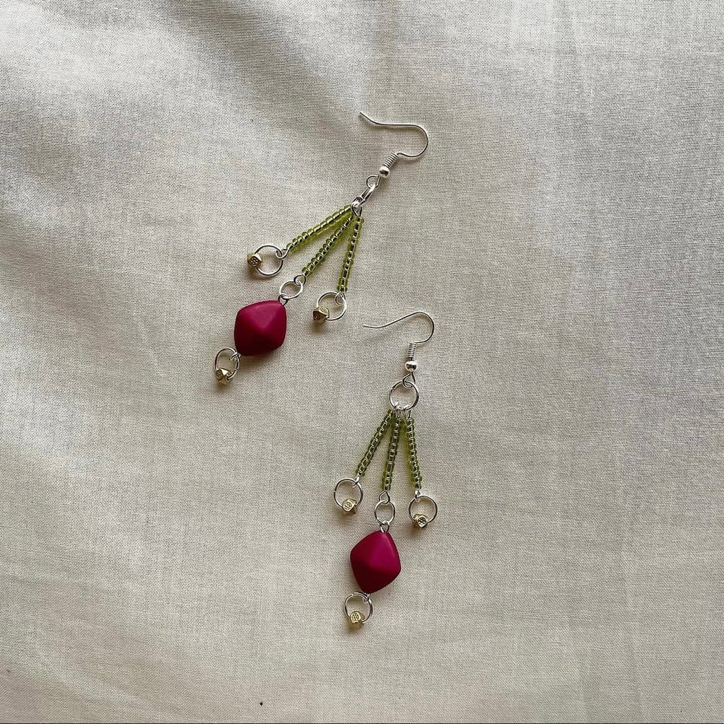 Fern & ♦️beaded earrings ✨