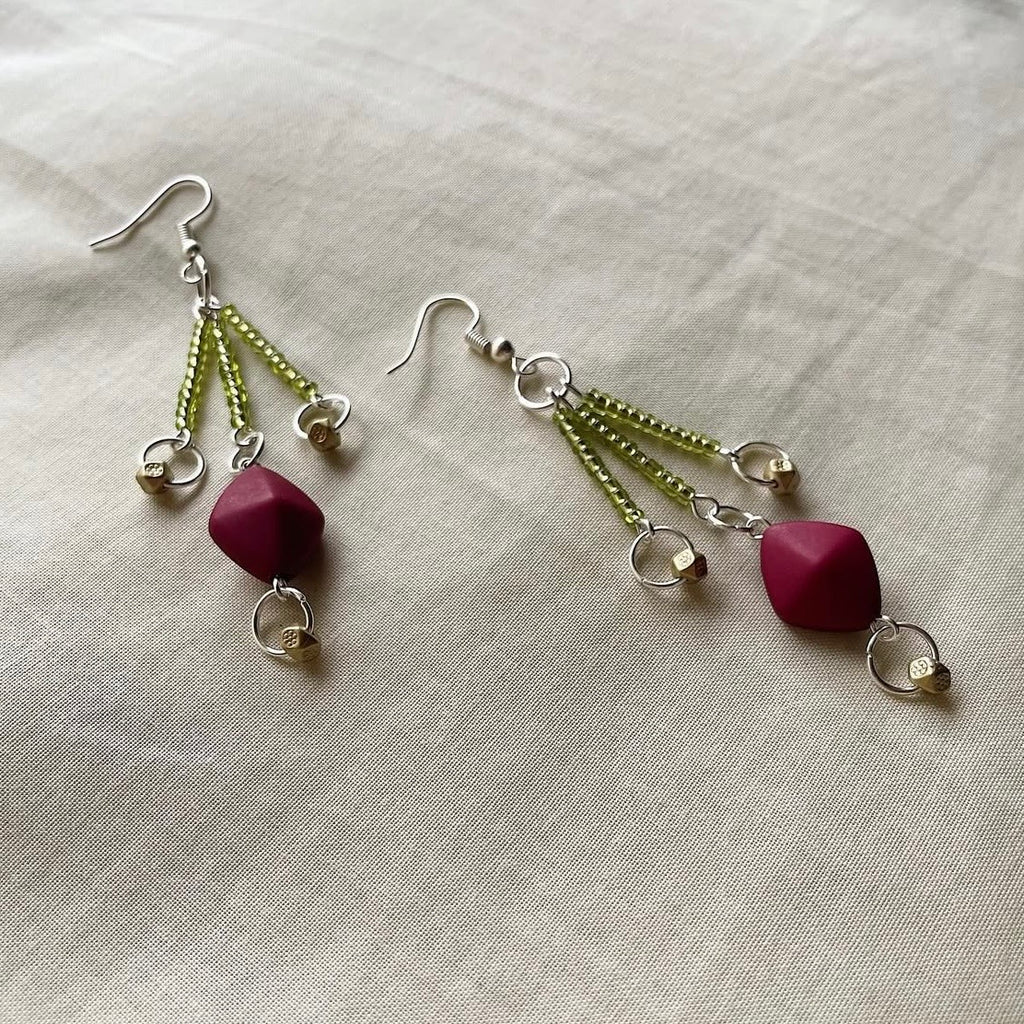 Fern & ♦️beaded earrings ✨