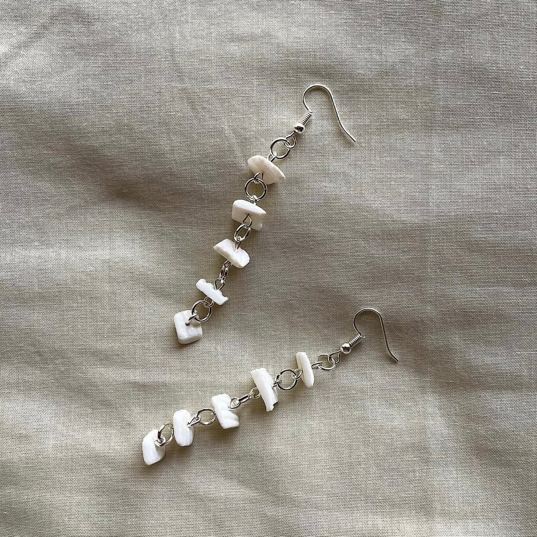 White layered beaded earrings ✨