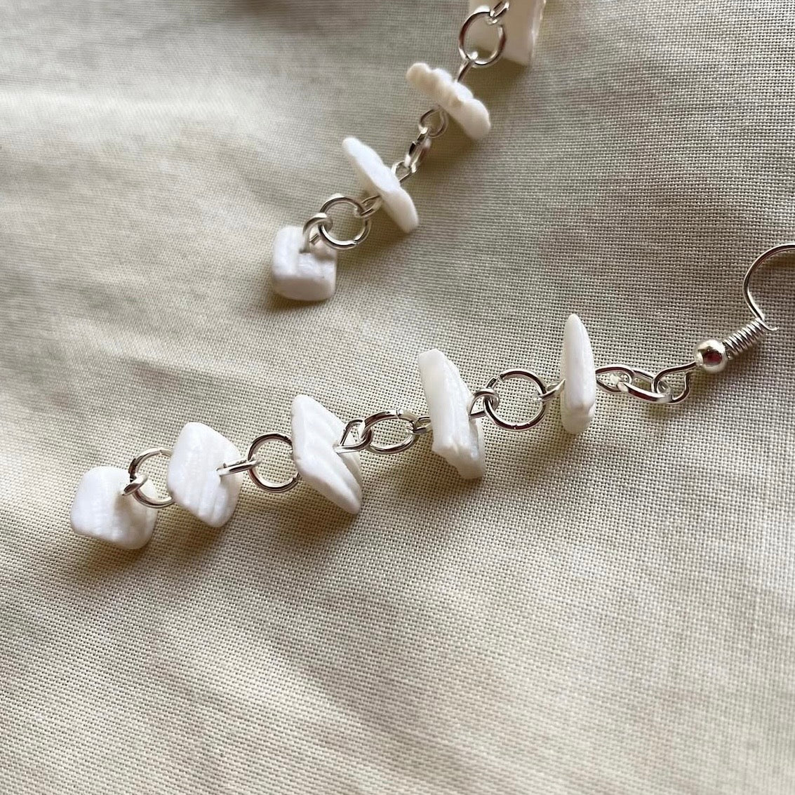 White layered beaded earrings ✨