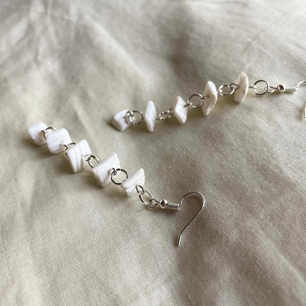 White layered beaded earrings ✨