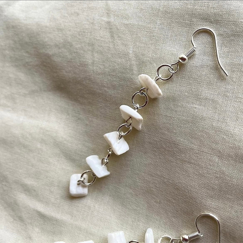 White layered beaded earrings ✨