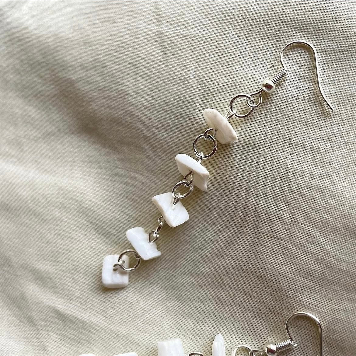 White layered beaded earrings ✨