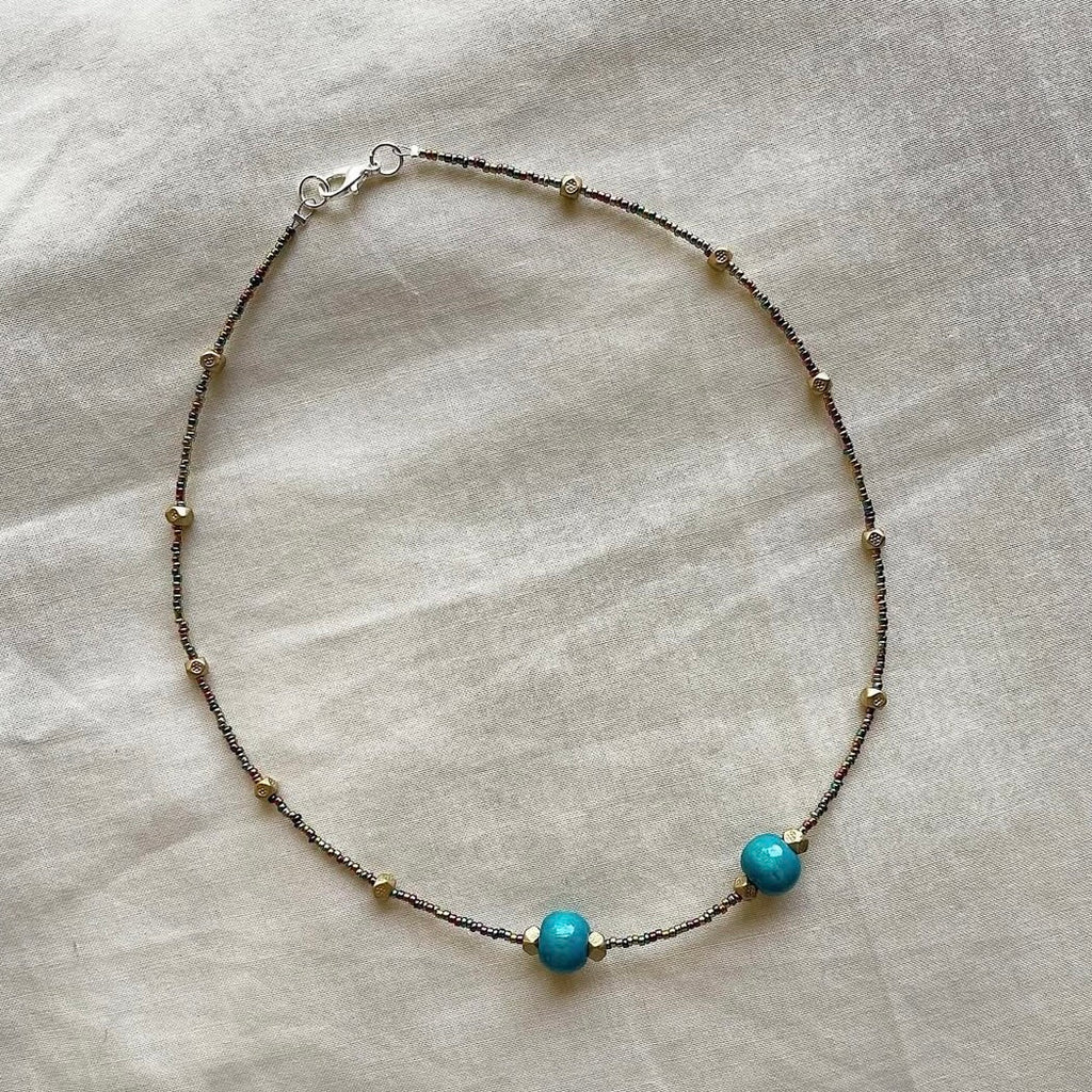 Turquoise multicoloured beaded necklace ✨