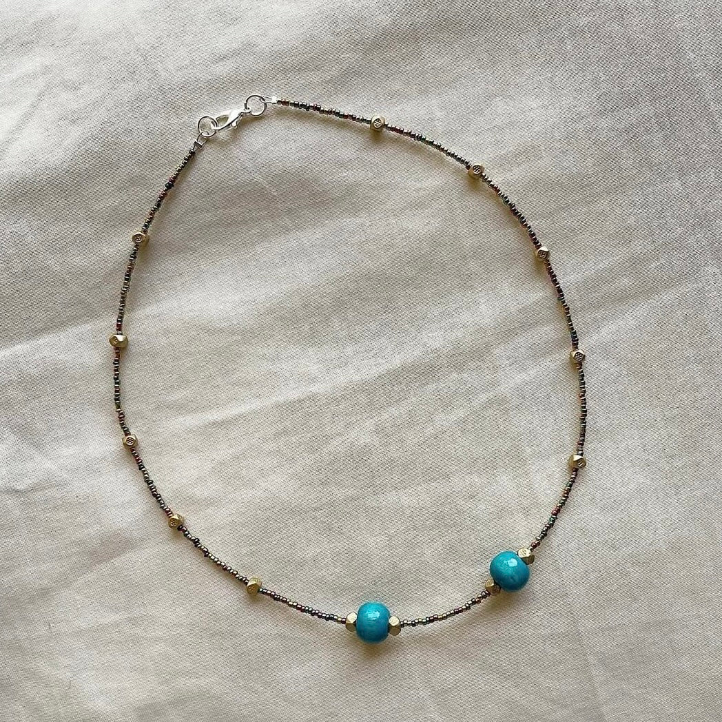 Turquoise multicoloured beaded necklace ✨