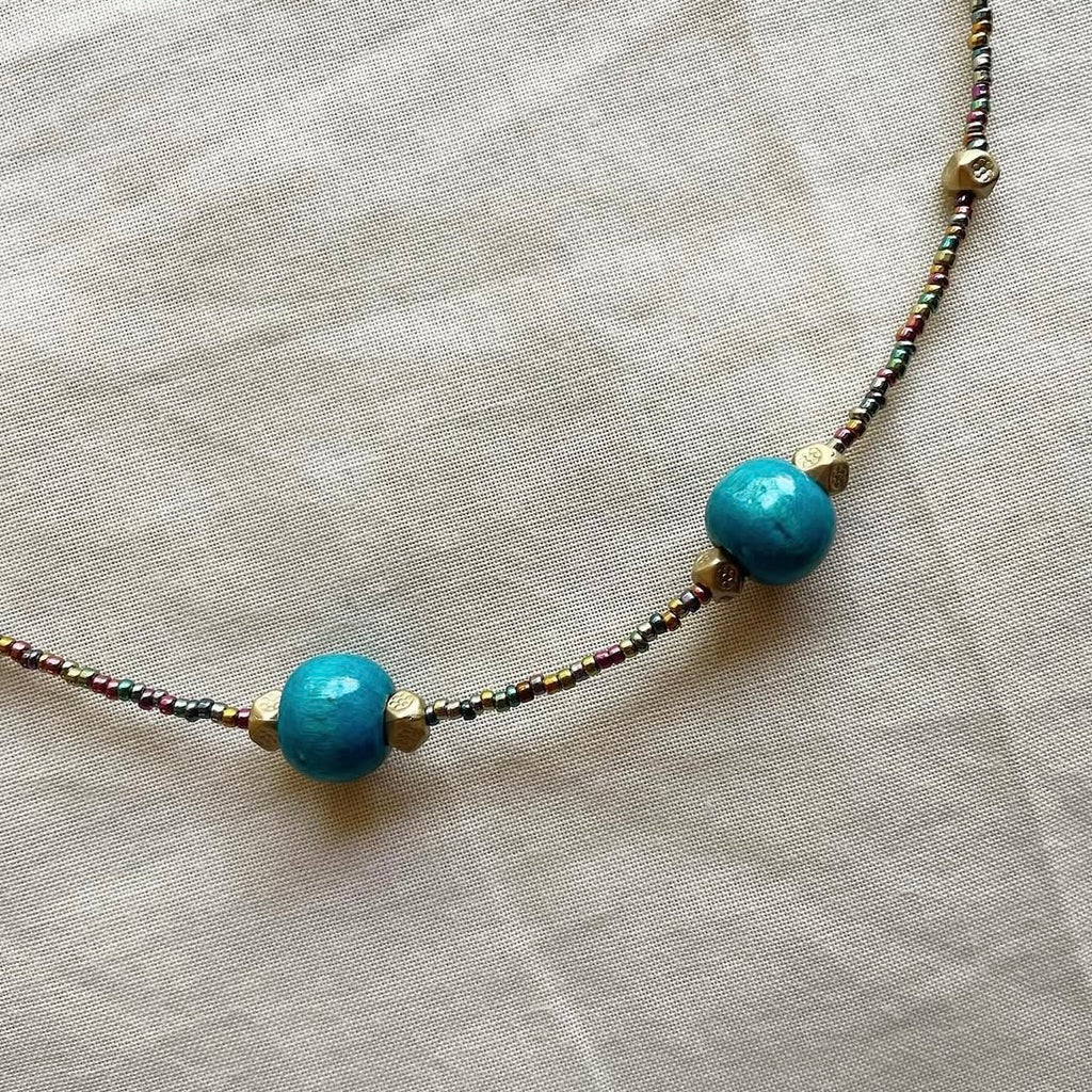 Turquoise multicoloured beaded necklace ✨