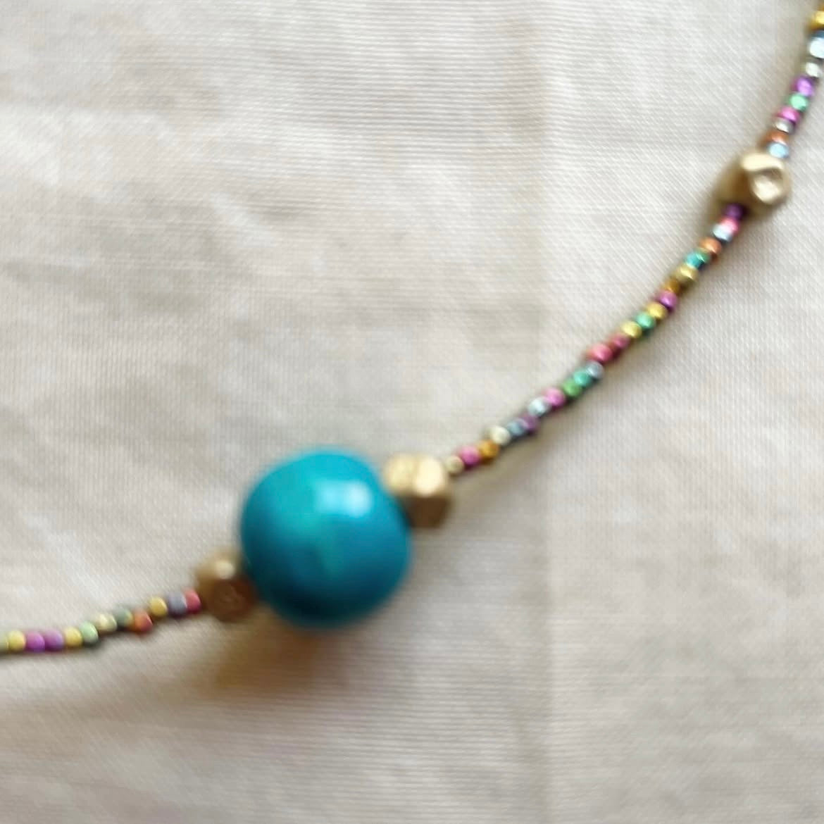 Turquoise multicoloured beaded necklace ✨