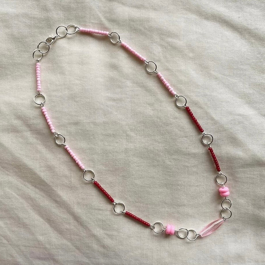 Cherry & strawberry beaded necklace ✨