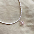 Pink scribble and rice beaded necklace ✨