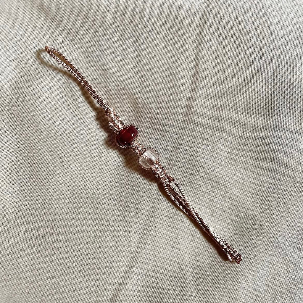Dark red and white phone/bag charm ✨
