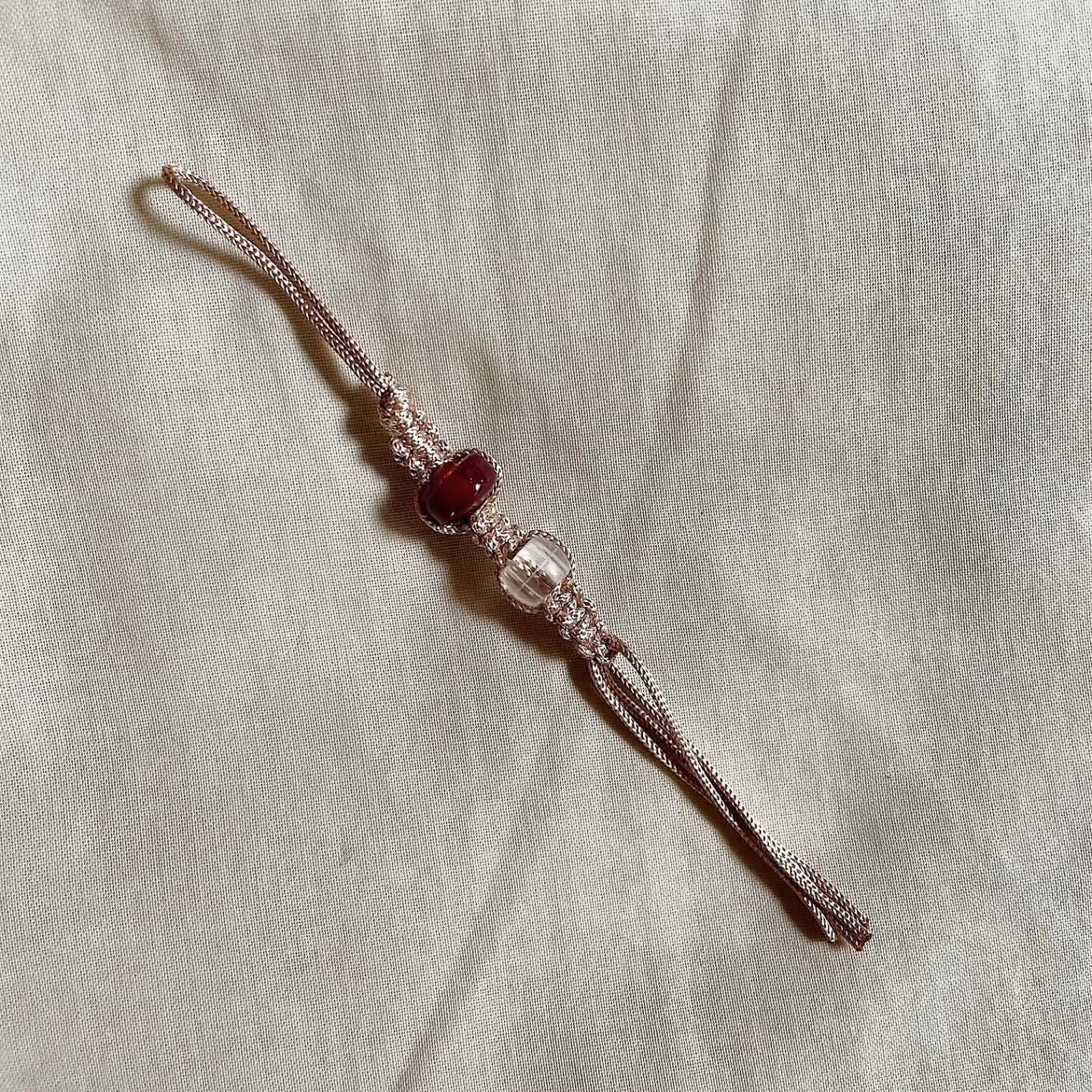 Dark red and white phone/bag charm ✨