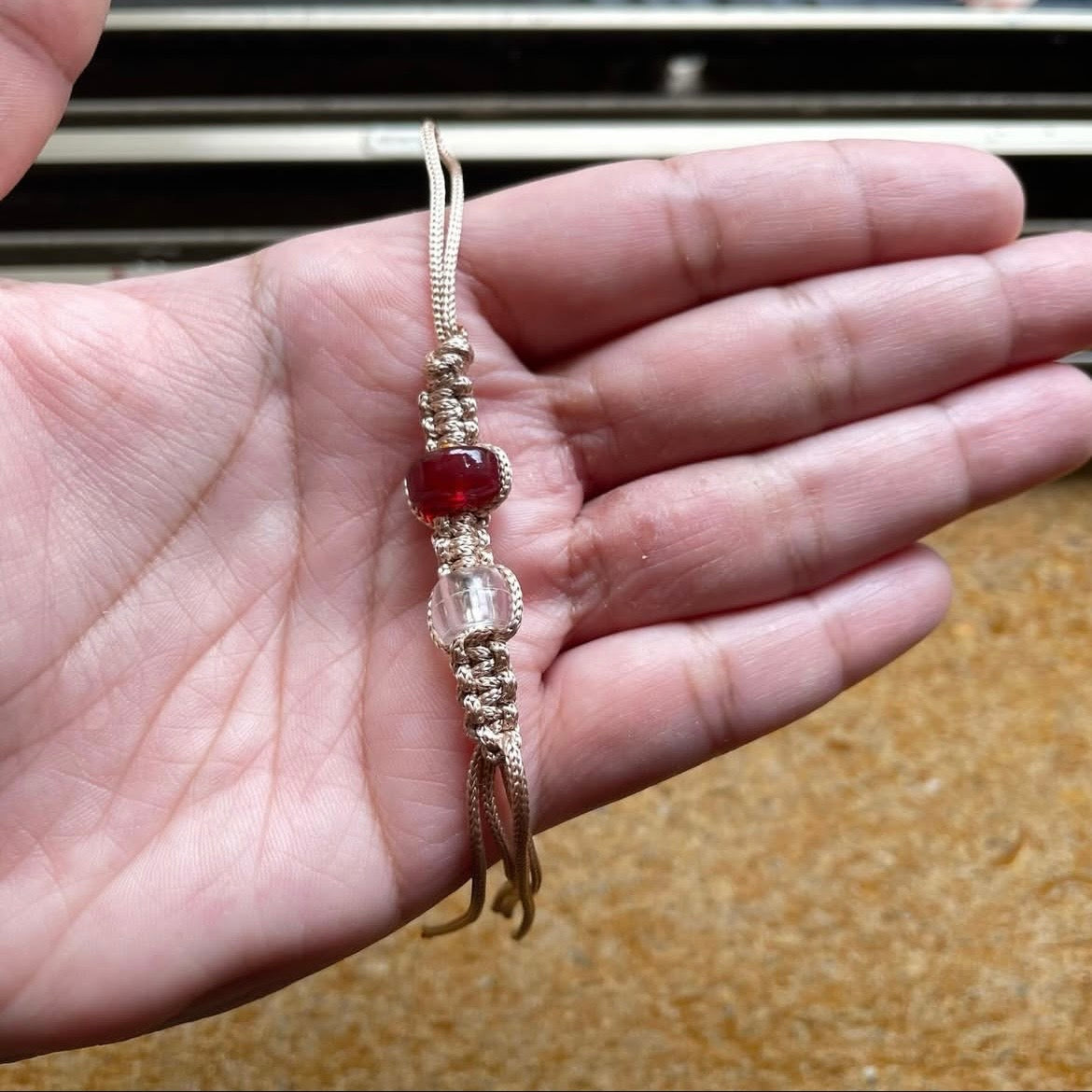 Dark red and white phone/bag charm ✨