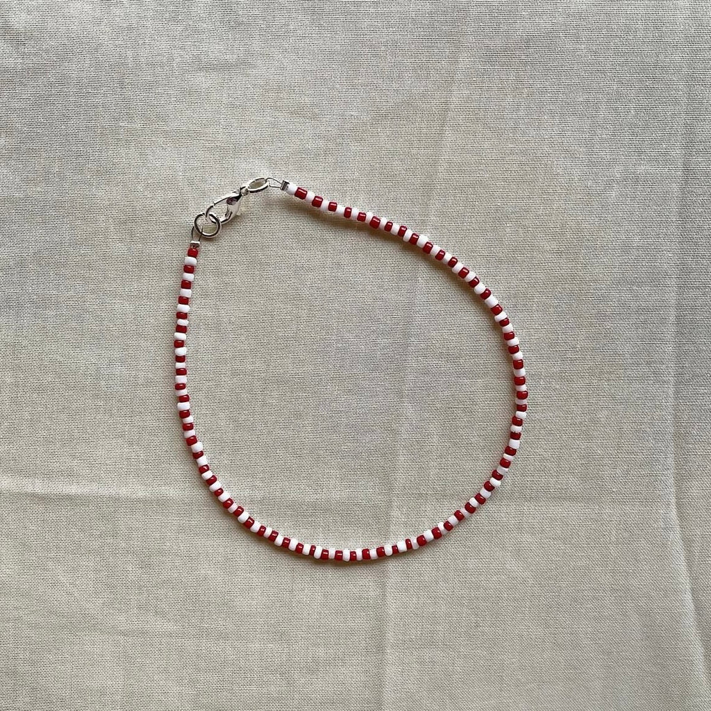 Candy cane beaded anklet ✨