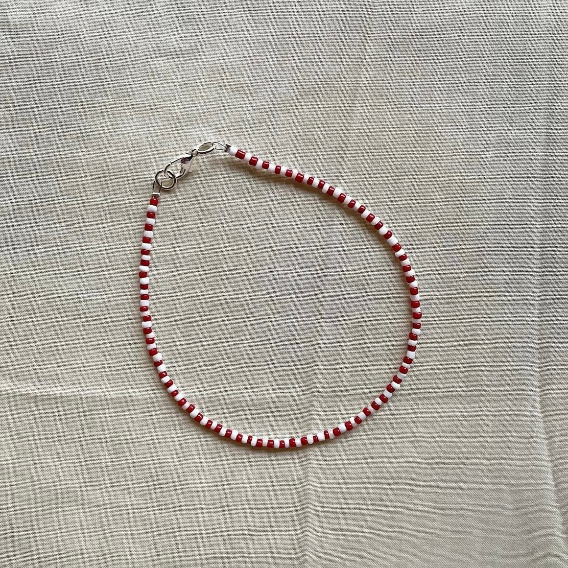 Candy cane beaded anklet ✨