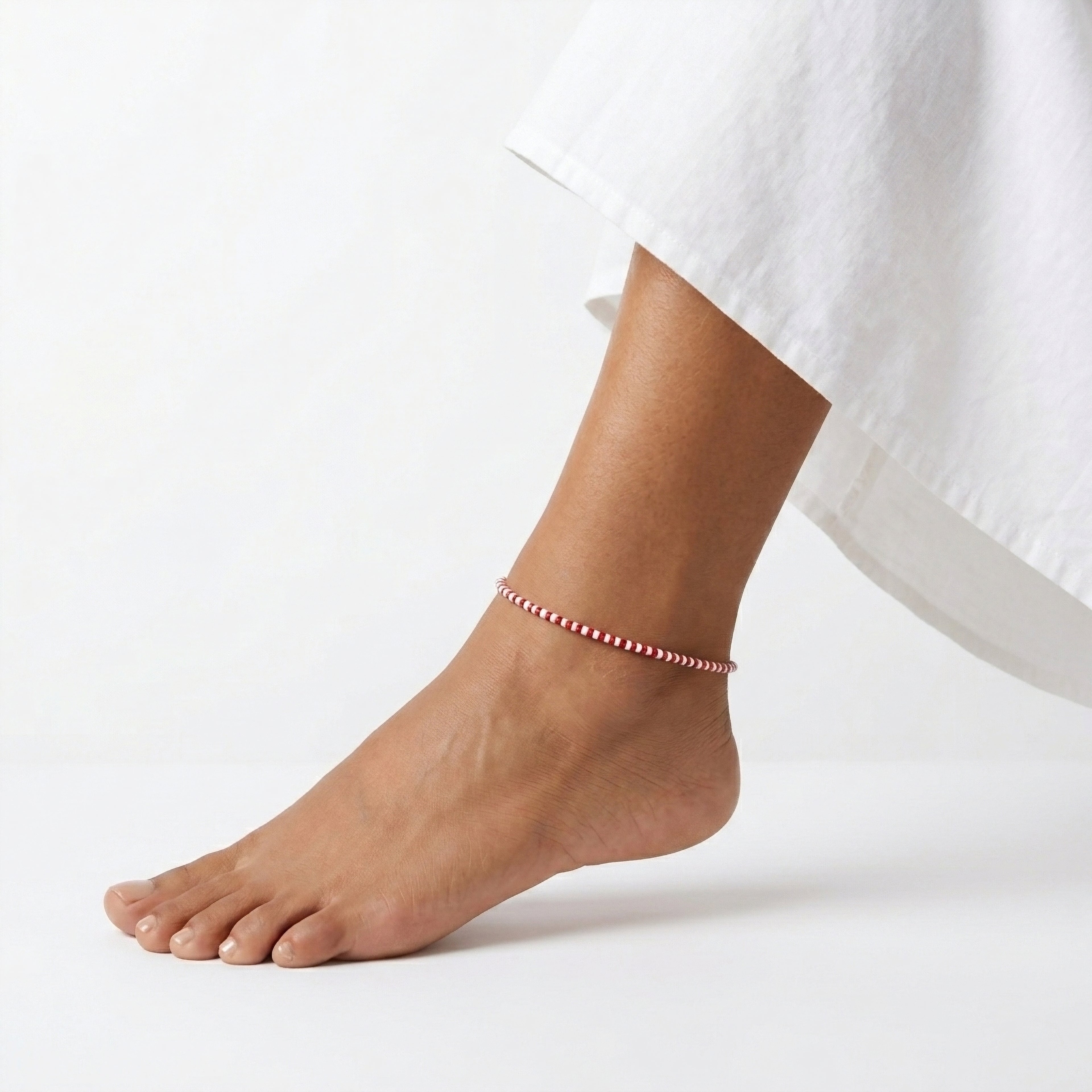 Candy cane beaded anklet ✨
