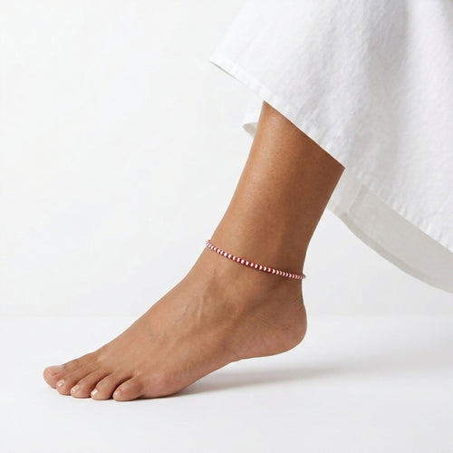 Candy cane beaded anklet ✨