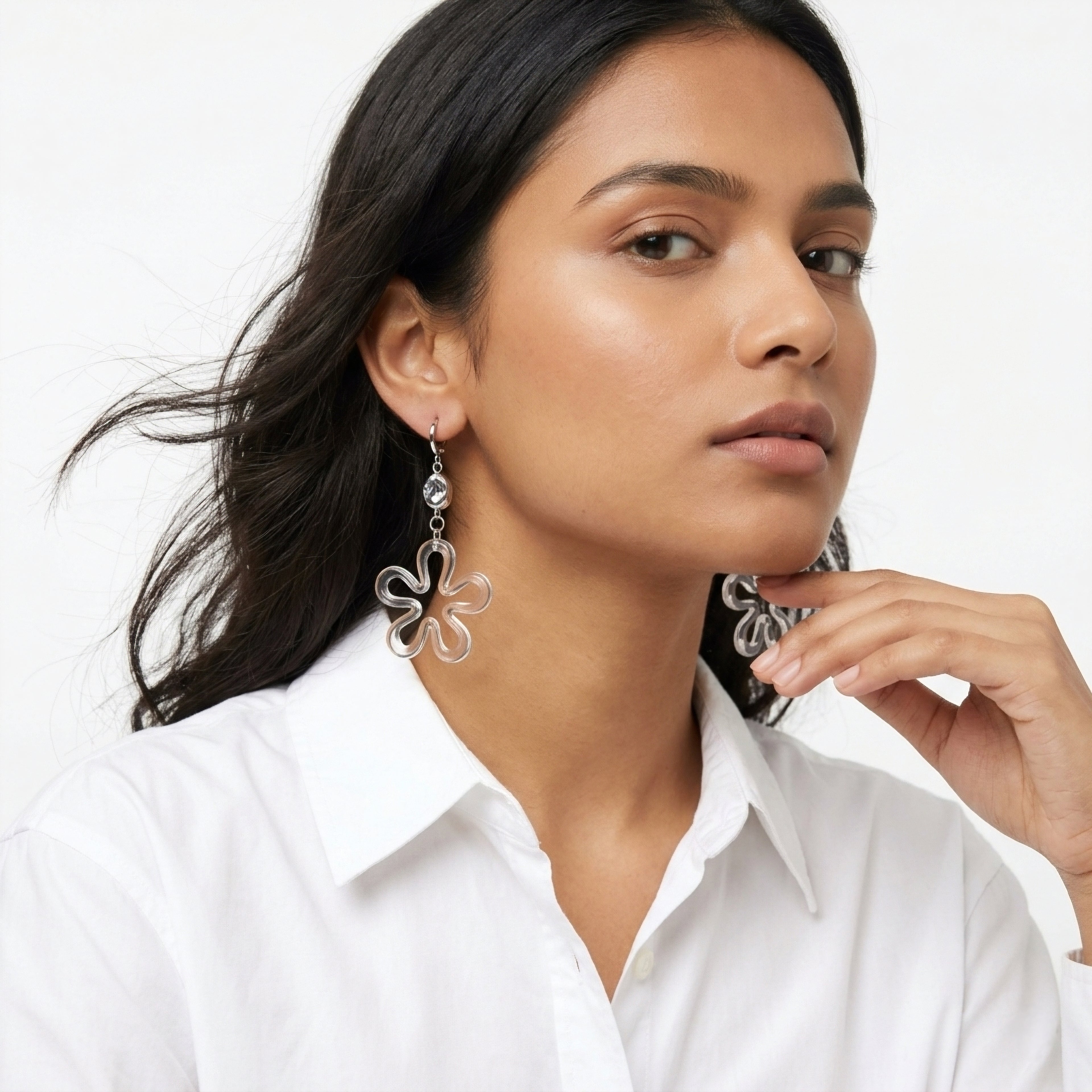 Big Flower beaded earrings ✨