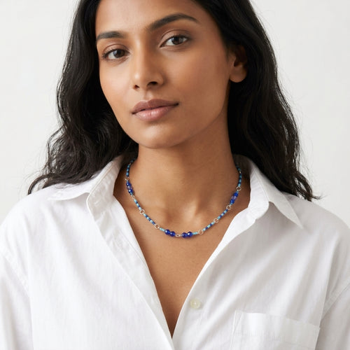 Blue beaded necklace ✨