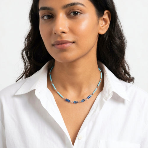 Blue tones beaded necklace ✨