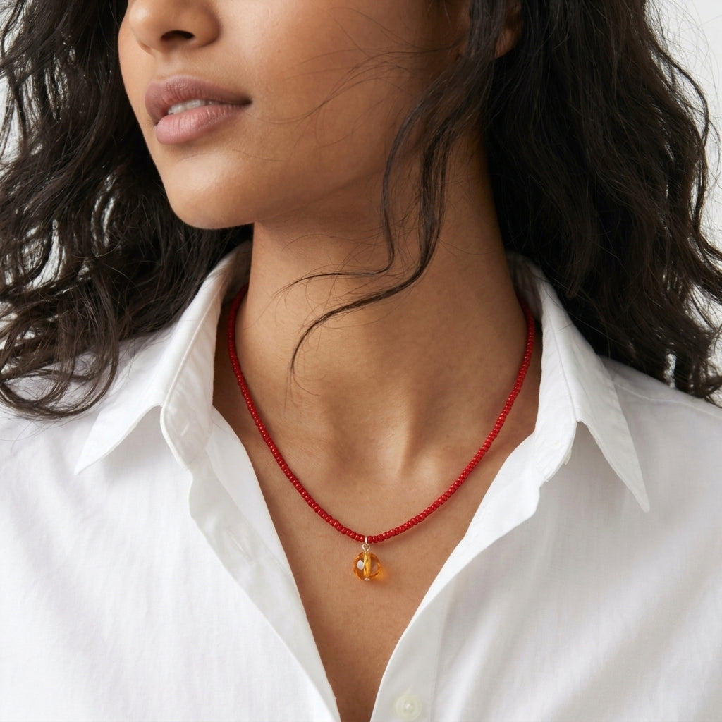 Cherry beaded necklace ✨