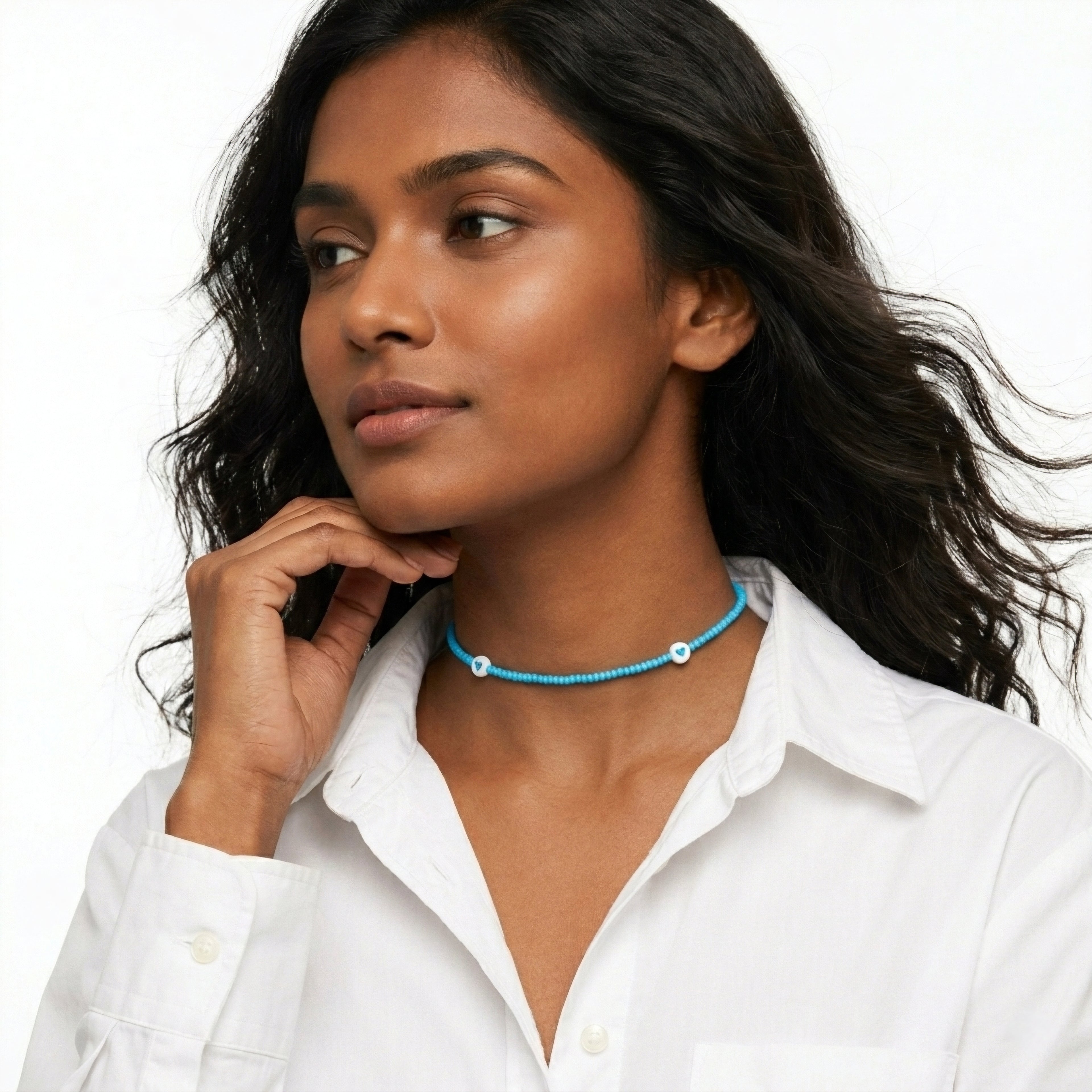 Blue heart 🩵 beaded choker ✨