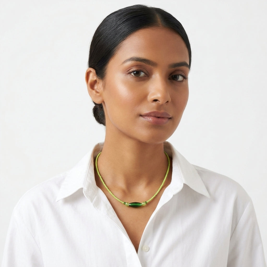 Big green bead necklace ✨