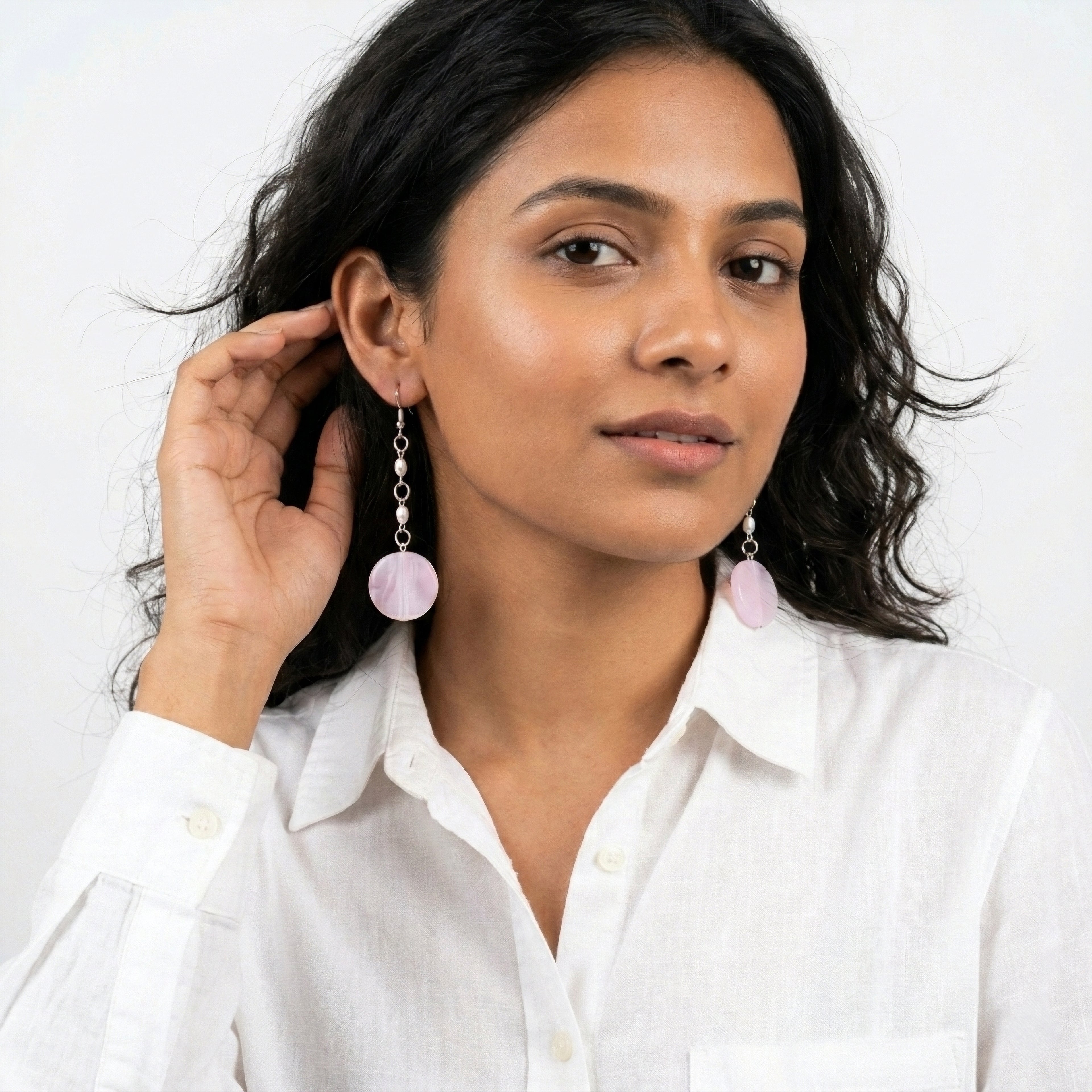 Rose petal longline earrings ✨