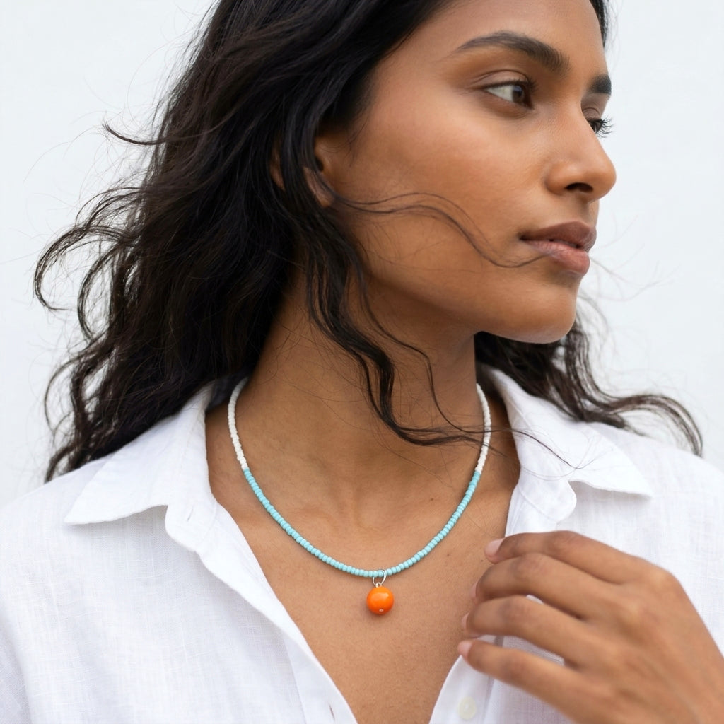 Half and half 🍊beaded necklace ✨